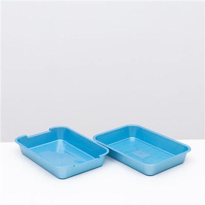 Туалет перламутровый средний с сеткой 36×26×6.5 см голубой