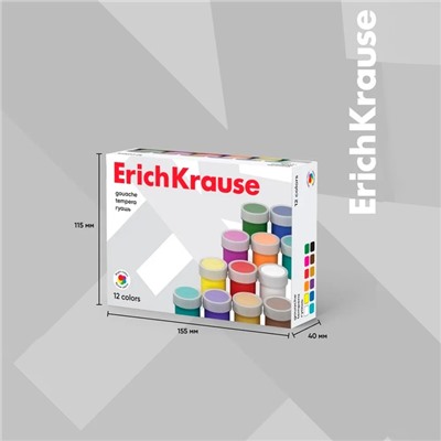 Гуашь 12 цветов × 17 мл, ErichKrause, в картонной упаковке