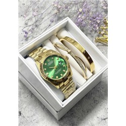 Подарочный набор для женщин часы, 2 браслета + коробка #22853242