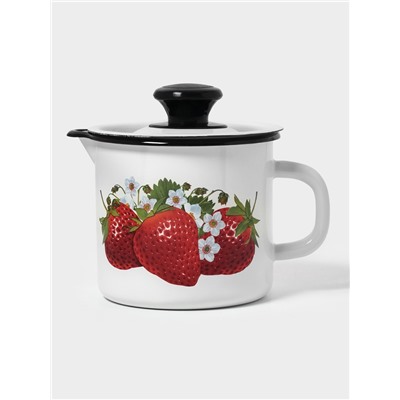 Кружка эмалированная, 1 л, с крышкой и носиком, белая