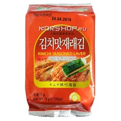Морская капуста сушёная обжаренная в пластинках с приправой Кимчи "Морской друг", Корея, 5 г. Срок до 01.04.2026.Распродажа
