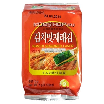 Морская капуста сушёная обжаренная в пластинках с приправой Кимчи "Морской друг", Корея, 5 г. Срок до 01.04.2026.Распродажа