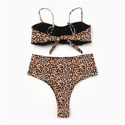 Купальник раздельный с завышенной талией женский MINAKU, принт леопард, размер 44