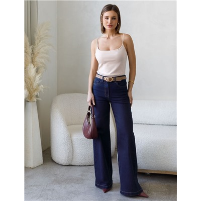 Супер-эластичный топ на регулируемых бретелях из плотного трикотажа риб 1*1