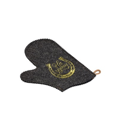 Рукавица для бани и сауны «На удачу», шерсть 50%, полиэфир 50%, тёмная