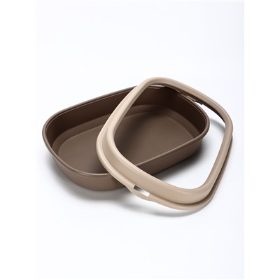 Лоток для кошек Фур-Мур 48×35.5 см с бортом + совок, Soft-touch, капучино