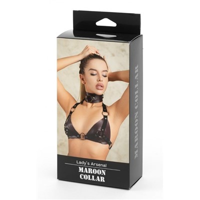 Бордовый широкий ошейник с кольцом Maroon Collar