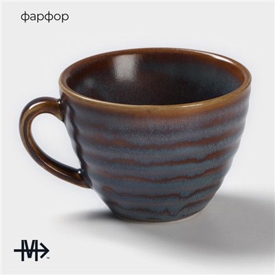 Чашка Magistro Garland, 200 мл, фарфор, синяя, коричневая