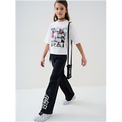 Брюки текстильные джинсовые для девочек