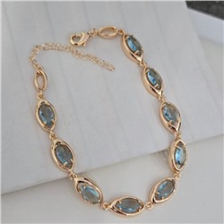 Браслет на руку ювелирная бижутерия коллекция "Дубай", вставка: фианиты, цвет: голубой, арт.414.094