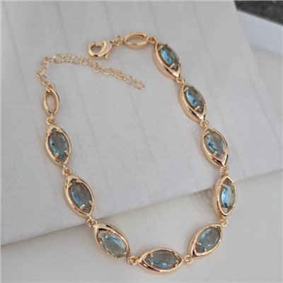 Браслет на руку ювелирная бижутерия коллекция "Дубай", вставка: фианиты, цвет: голубой, арт.414.094