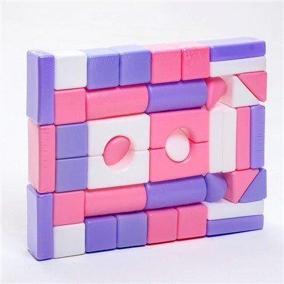 Кубики детские, пластиковые, цветные, 41 штука, 6 × 6 см, цвет розовый
