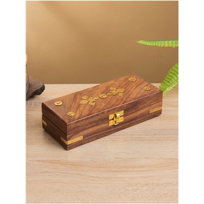 Шкатулка «Лилия», 20×8×5 см, дерево шишам, латунь