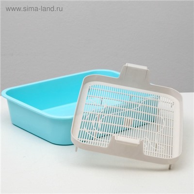 Туалет для кошек «Мур-мяу», 33×25×7 с. с сеткой, пластик, голубой