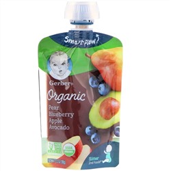 Gerber, Smart Flow, Organic, «Персик, черника, яблоко и авокадо», 99 г (3,5 унции)