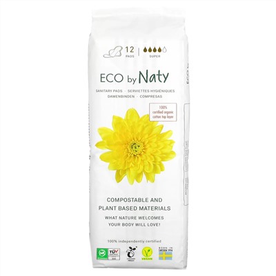 Naty, Sanitary Pads, Super, 12 Pads