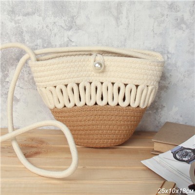 Сумка плетеная 21x15x9 / DW-11 /уп 25/50/коричнево-бежевая