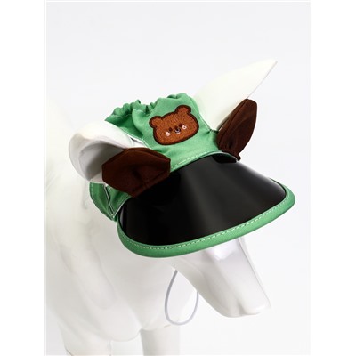 Кепка для животных, размер M, ОГ 32-39 см, высота 10 см, зелёная