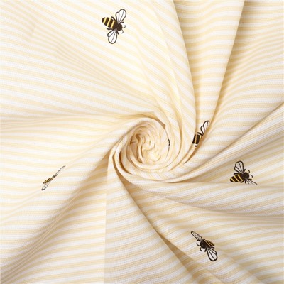 Шторы для кухни «Доляна. Пчёлки», 150×180 см - 2 шт., рогожка 164 г/м², 100% хлопок