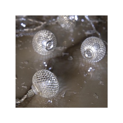 Гирлянда «Нить» 4 м с насадками «Шарик сетка», IP20, прозрачная нить, 20 LED, свечение белое, 8 режимов, 220 В