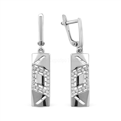 Серьги из серебра с фианитами родированные 925 пробы С-3624-Р