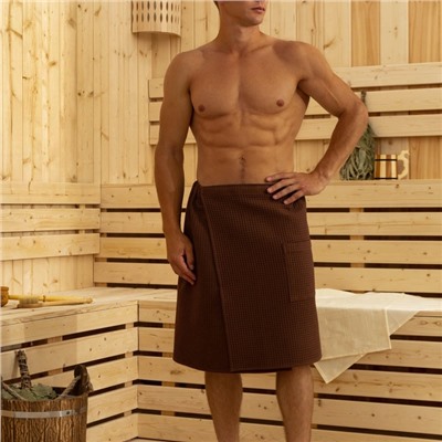 Полотенце банное Этель «Килт» с карманом 60×140 см цв. горький шоколад, 100% хл, вафля 240 г/м²