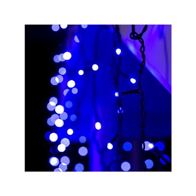 Гирлянда «Бахрома» 4×0.6 м, IP44, тёмная нить, 180 LED, свечение синее, 8 режимов, 220 В