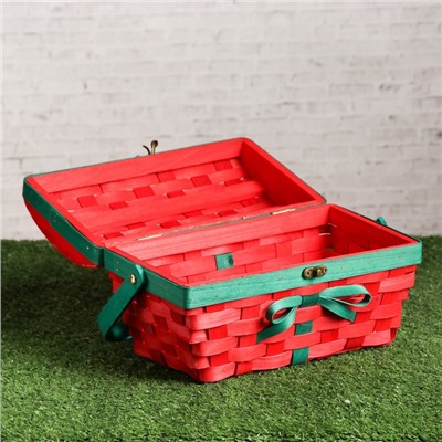 Сундук - шкатулка для хранения «Рождественский», 27×16×21 см, с ручкой, красный