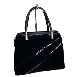 Женская сумка из искусственной кожи и натуральной замши, цвет черный