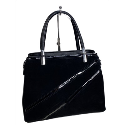 Женская сумка из искусственной кожи и натуральной замши, цвет черный