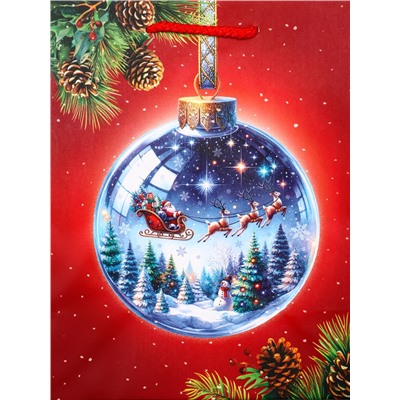 Пакет подарочный новогодний ламинированный, «Шар», 18×10×22.3 см