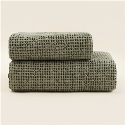 Полотенце вафельное SL HOME: Linen «Олива», 40×70 см, оливковое