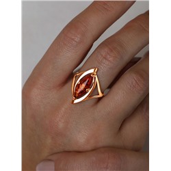 Кольцо из золочёного серебра с натуральным прессованным янтарём 925 пробы КП3з640
