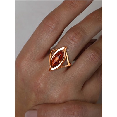 Кольцо из золочёного серебра с натуральным прессованным янтарём 925 пробы КП3з640