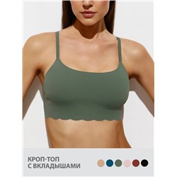 Omsa Топ 3. OmD 1111B Invisible Майка "Toп" женская (кроп-топ на тонких бретелях с вкладышами), PA