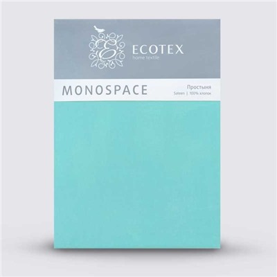 Простыня евро Ecotex «Моноспейс», 220×240 см, бирюзовая, сатин