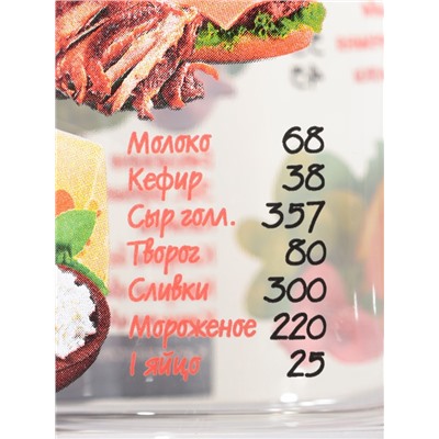 Кружка Декостек «Таблица калорий», 300 мл, стекло, прозрачная, разноцветная