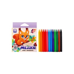 Мелки восковые 12 цветов ZOO, шестигранные