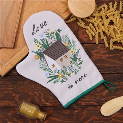 Варежка-прихватка «Доляна. Милый дом», 20×28 см, 35% хлопок, 65% п/э, ватин 250 г/м²