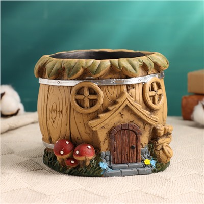 Декоративное кашпо для цветов «Домик-грибочек», 13×13×11 см, керамическое, Greengo