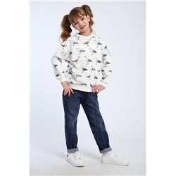 Свитшот для девочки Цветочки арт. СД-013-056 (Молоко/чайки)