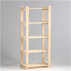 Стеллаж деревянный, 5 полок, 150×64×37.5 см, хвоя, напольный