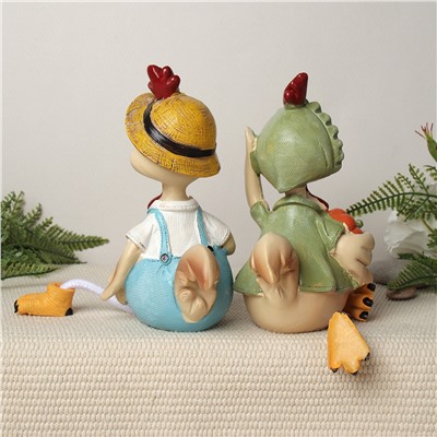 Фигурка Петух/Курица висячие ножки 2 штуки набор 22 см / 9184 /уп 48/ Пасха