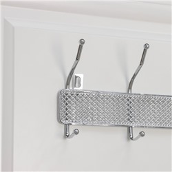 Вешалка настенная Доляна «Шах», 4 двойных крючка, 32.5×13×6 см, хромированная