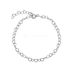 Цепь из серебра родированная - Сердечки, 50 см 6701R045L50+