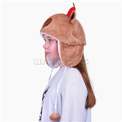 Шапка карнавальная "Капибара" с вишенкой 29*32см.