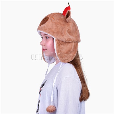 Шапка карнавальная "Капибара" с вишенкой 29*32см.