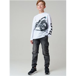 Брюки текстильные джинсовые утепленные флисом для мальчиков