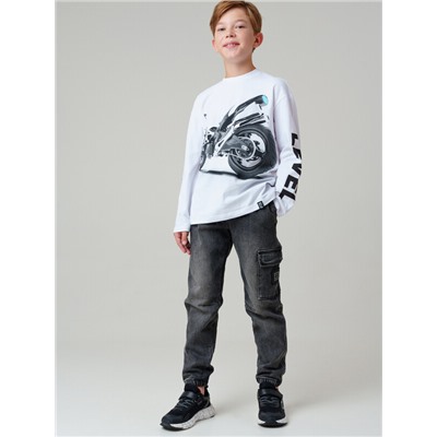 Брюки текстильные джинсовые утепленные флисом для мальчиков