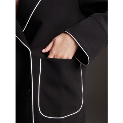 Пиджак женский с кантом MINAKU: Casual Collection, чёрный, размер 44